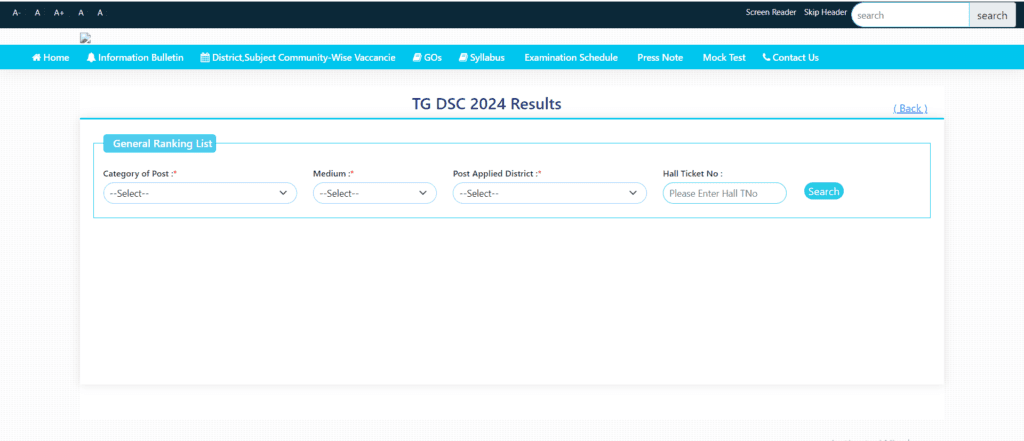Telangana TG DSC result