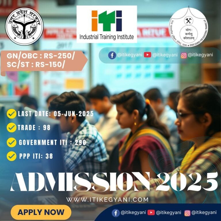 Uttar Pradesh 🚨 आईटीआई में रिक्त सीटों के लिए नया विकल्प पंजीकरण शुरू – अगस्त 2025 सत्र के लिए सुनहरा मौका – Apply Online