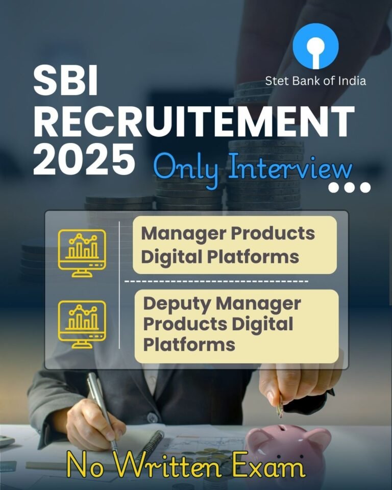 SBI Specialist Cadre Officer (Manager/Deputy Manager Digital Platforms) Recruitment 2025- Only Interview